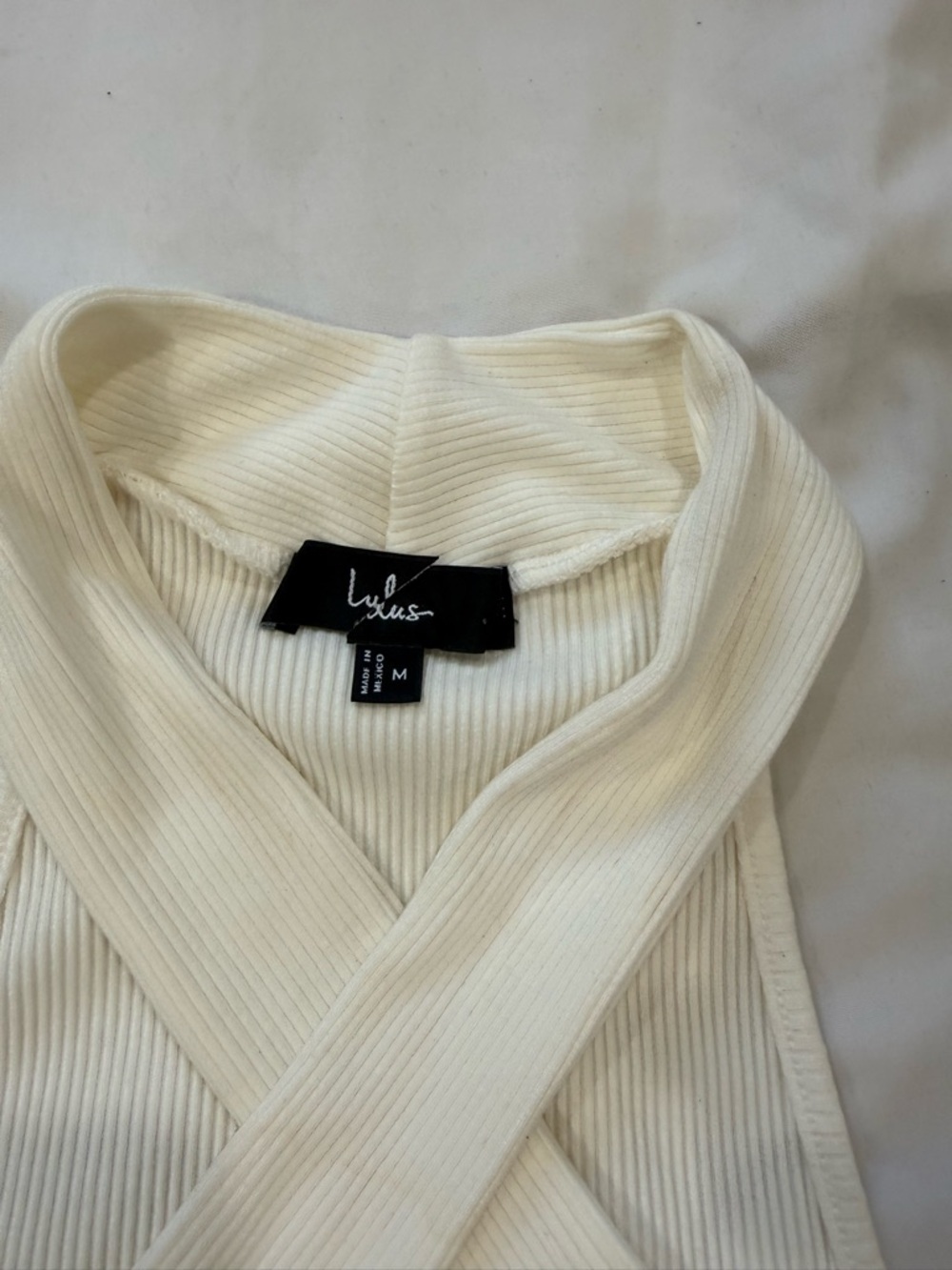 Lulu's Cream Ribbed Cross-Front Tank - Picture 3 of 4